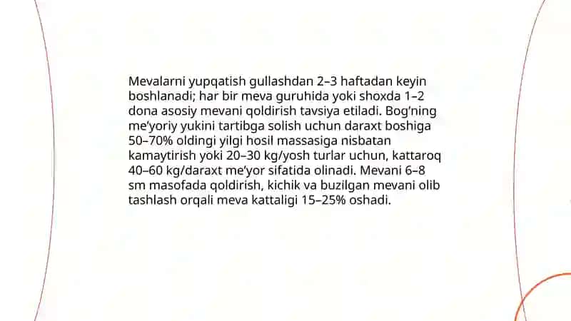 Hosilga kirgan bogʻlarni parvarish qilish 4