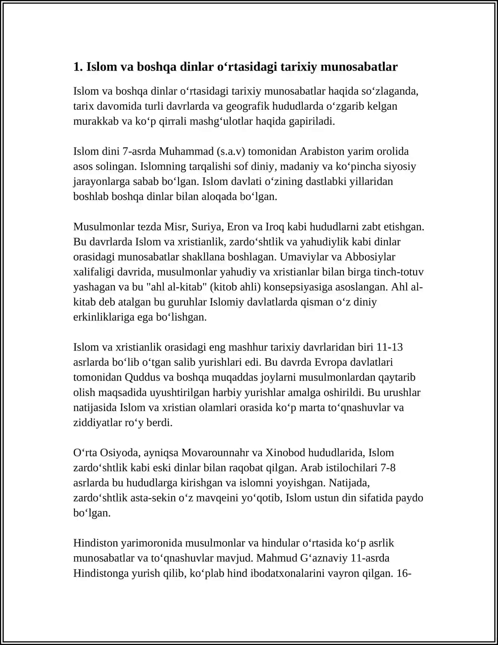 ISLOM VA BOSHQA DINIY AQIDALAR SINKRITLASHUVI NATIJASIDA SHAKLLANGAN DINIY TALIMOTLAR TARIXI 4