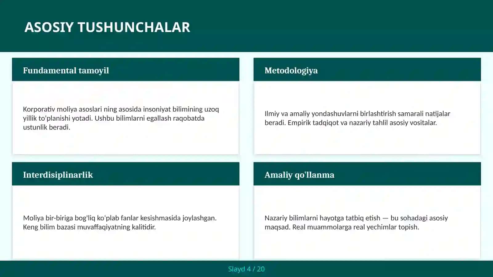 Korporativ moliya asoslari 4