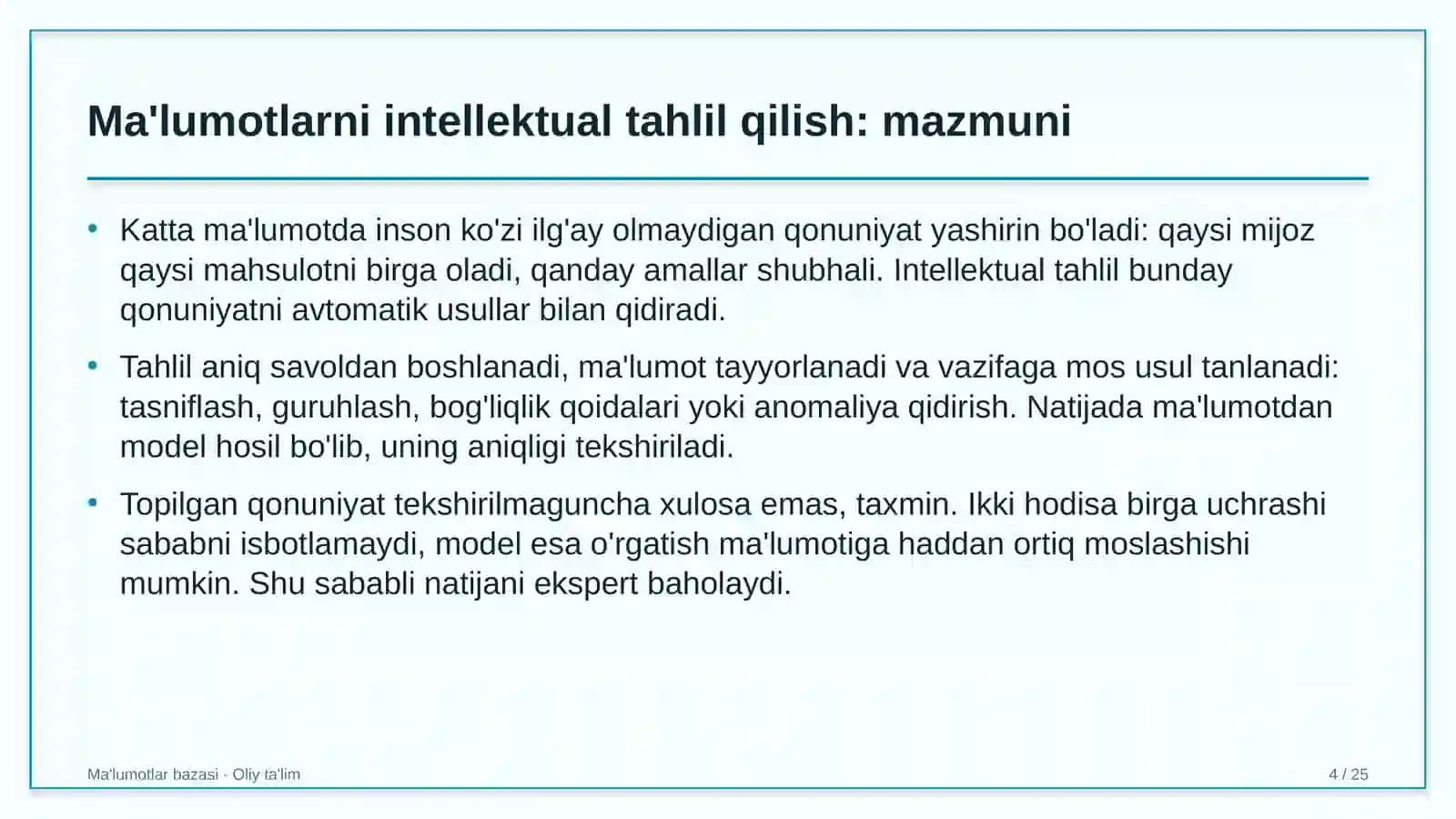 Elektron hukumat tizimida ma'lumotlarni intellektual tahlil qilish (Data Mining) 4