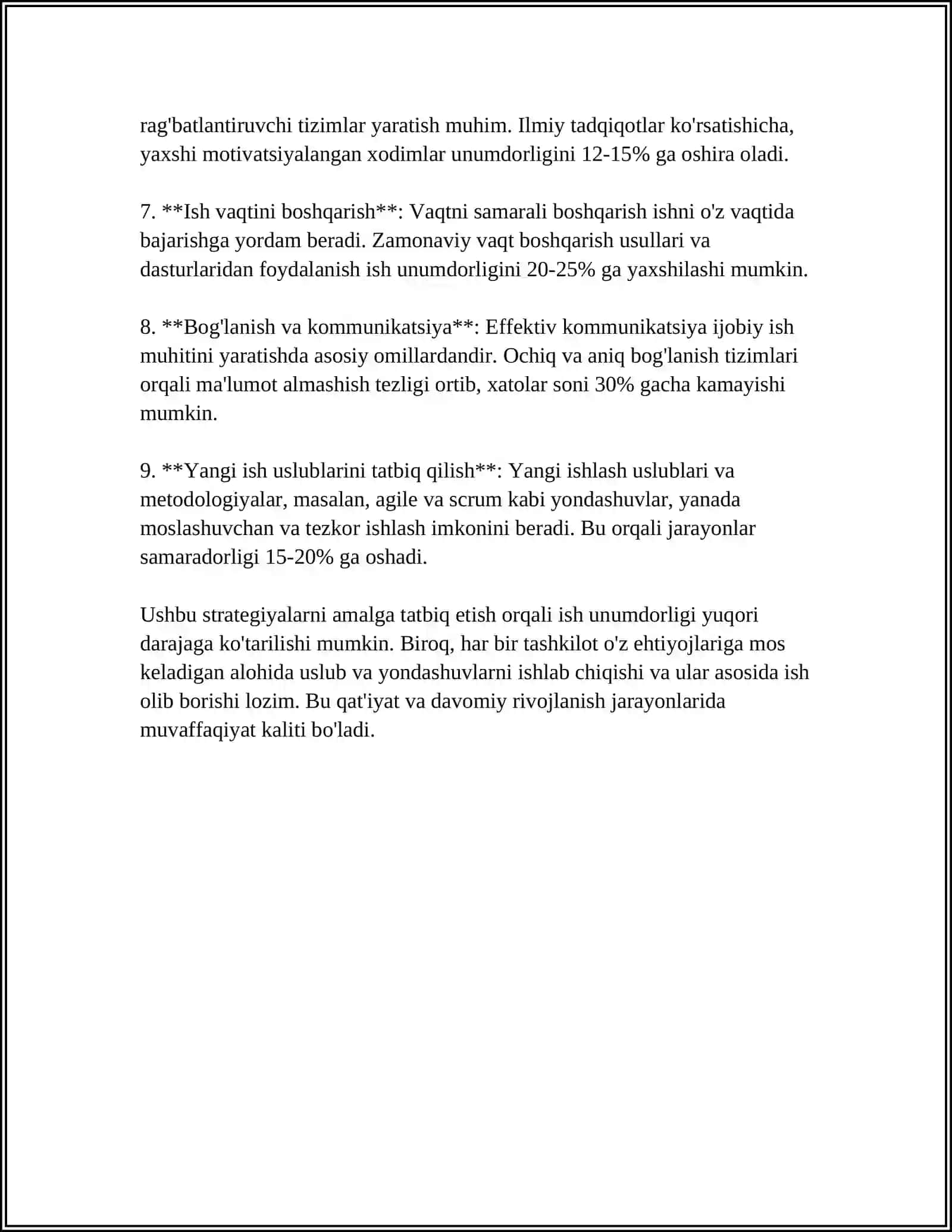 MUSTAQIL ISH Mavzu: MEHNAT UNUMDORLIGI - IQTISODIY O'SISH OMILI SIFATIDA 4