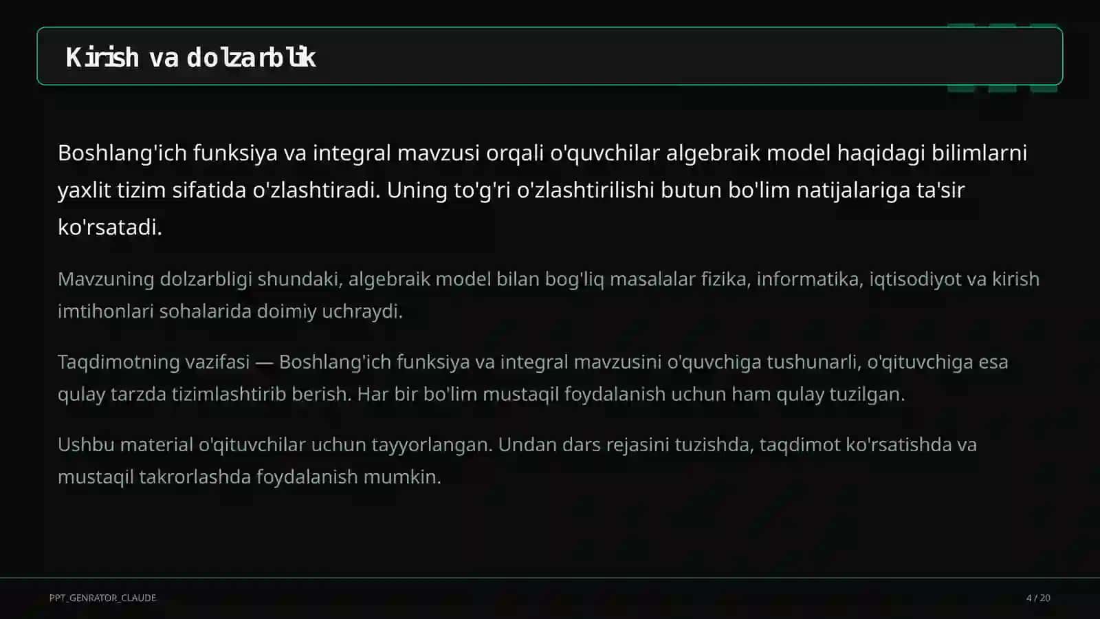 Boshlang'ich funksiya va integral (11-sinf) 4