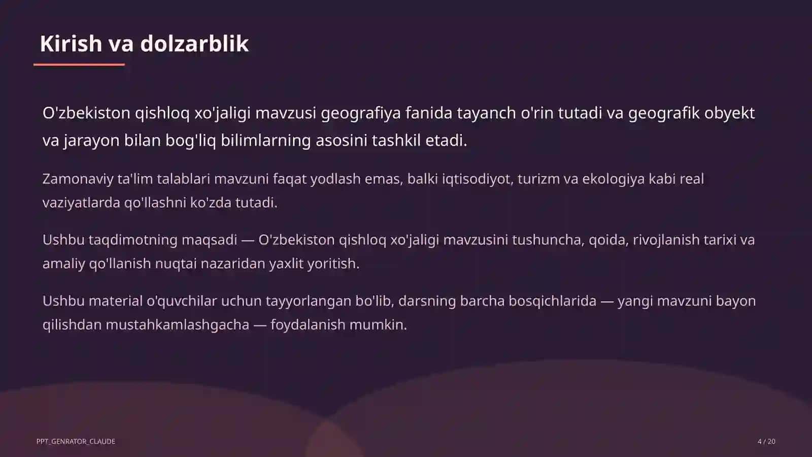 O'zbekiston qishloq xo'jaligi (9-sinf) 4
