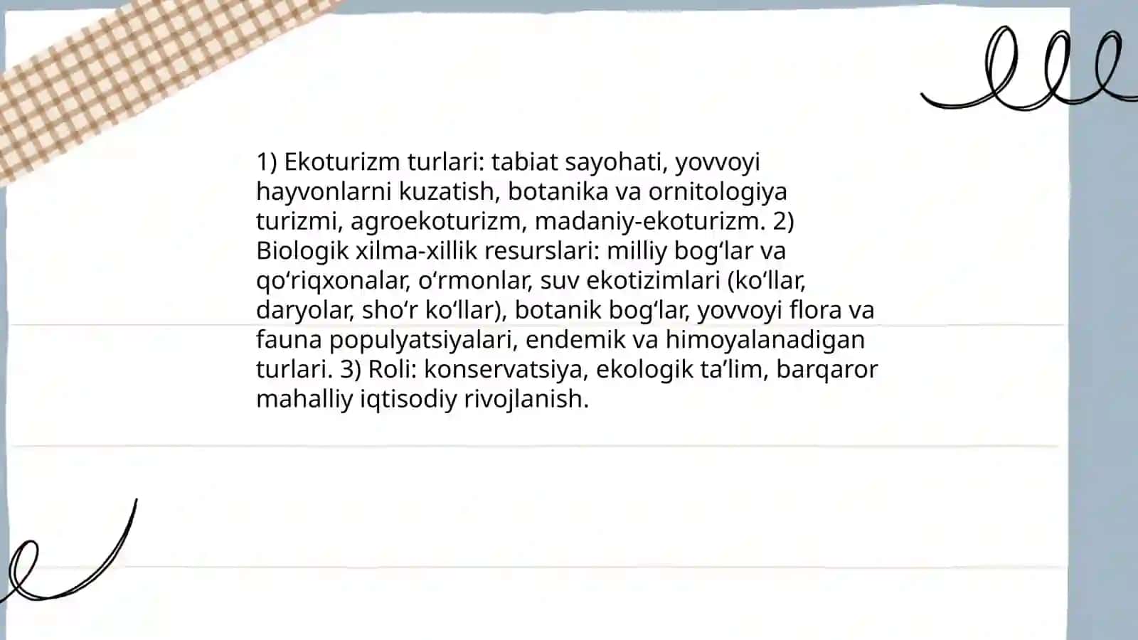 Mintaqaviy turistik resurslari tasniflanishi 4