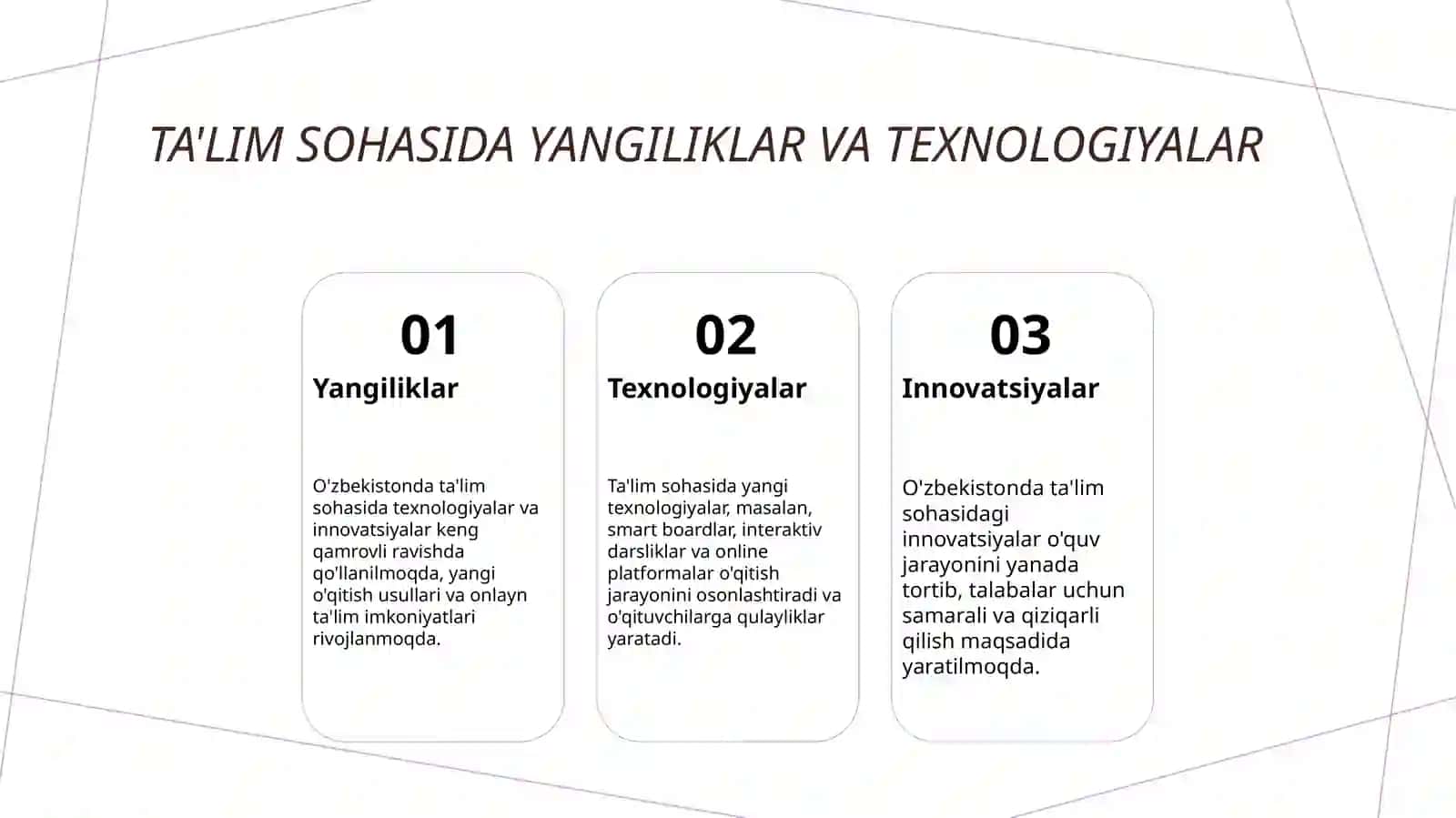 O‘zbekiston Respublikasida taʼlim sohasida amalga oshirilgan islohotlar 4