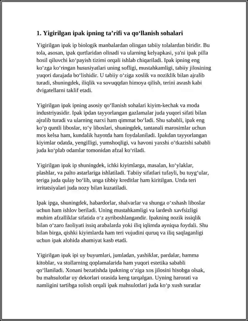 YIGIRILGAN IPAK IPI UCHUN BERILGAN STANDARTLAR BILAN TANISHISH 4