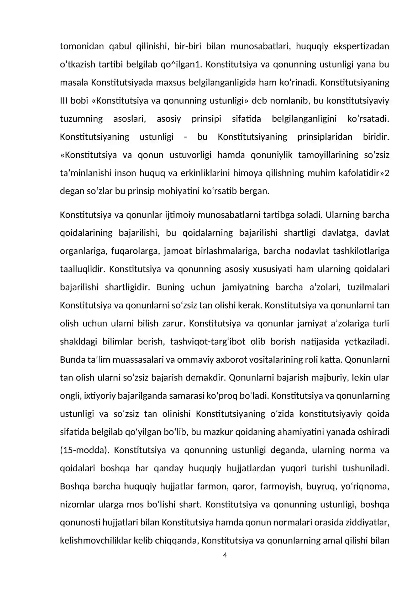 Konstitutsiya va qonunlar ustunligi prinsipi 4