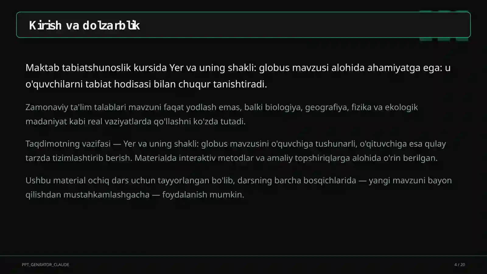 Yer va uning shakli: globus (3-sinf) 4