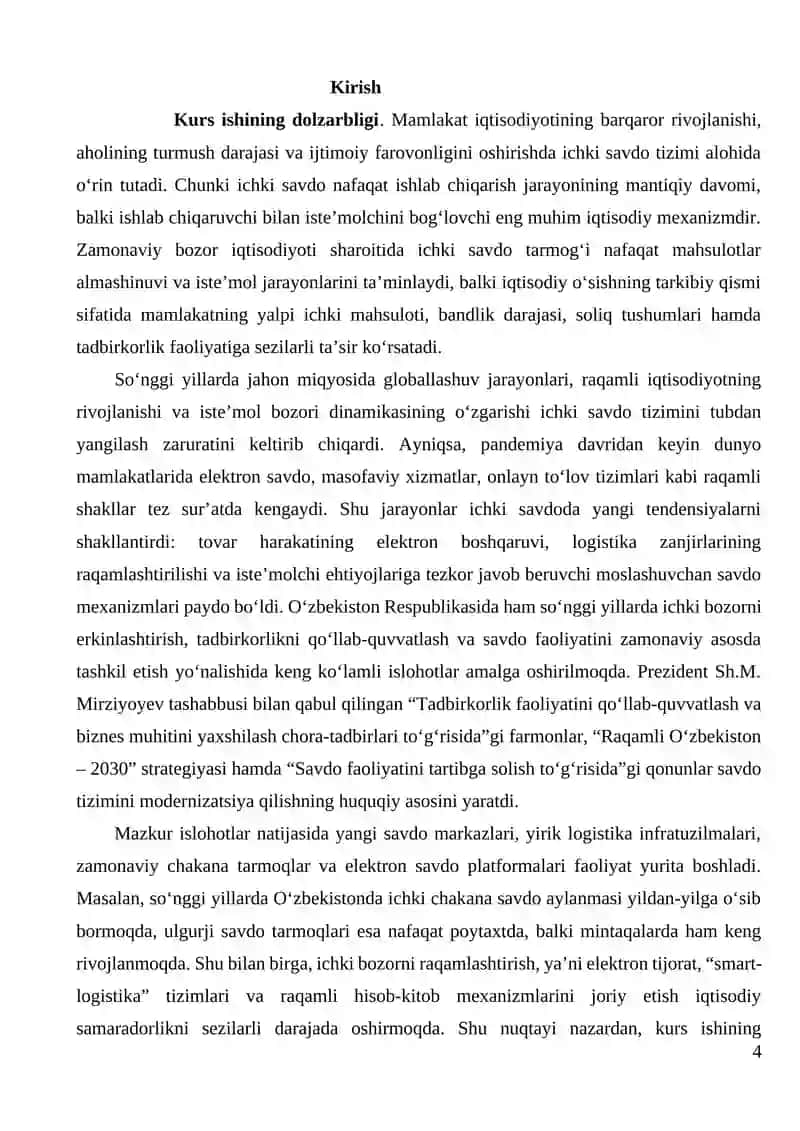 Ichki savdo tizimini rivojlantirish va uning bozor iqtisodiyotiga ta’siri 4