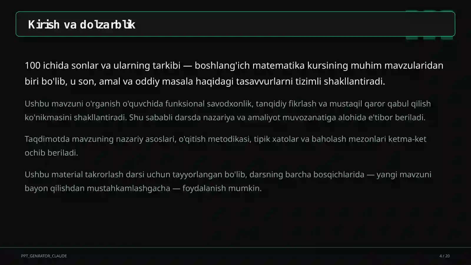 100 ichida sonlar va ularning tarkibi (2-sinf) 4
