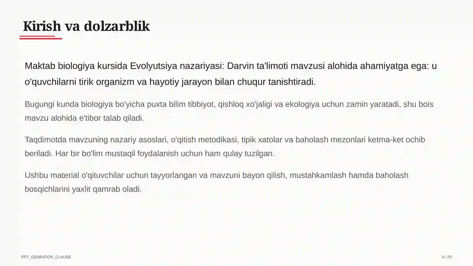 Evolyutsiya nazariyasi: Darvin ta'limoti (10-sinf) 4