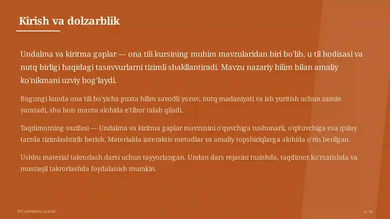 Undalma va kiritma gaplar (8-sinf) 4