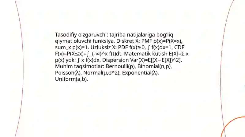 Ehtimollik va Statistikani Qo'llash 4
