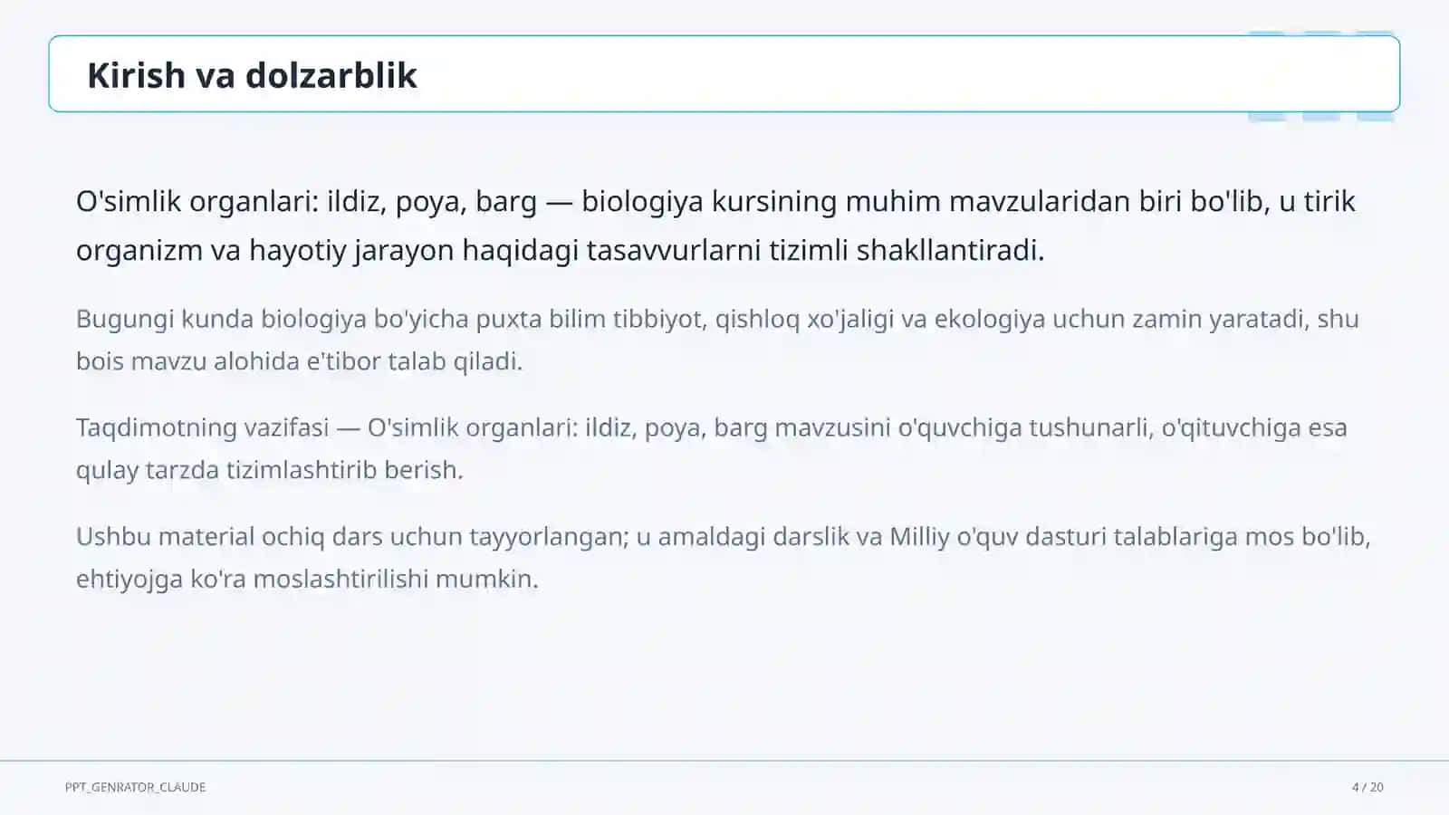 O'simlik organlari: ildiz, poya, barg (5-sinf) 4