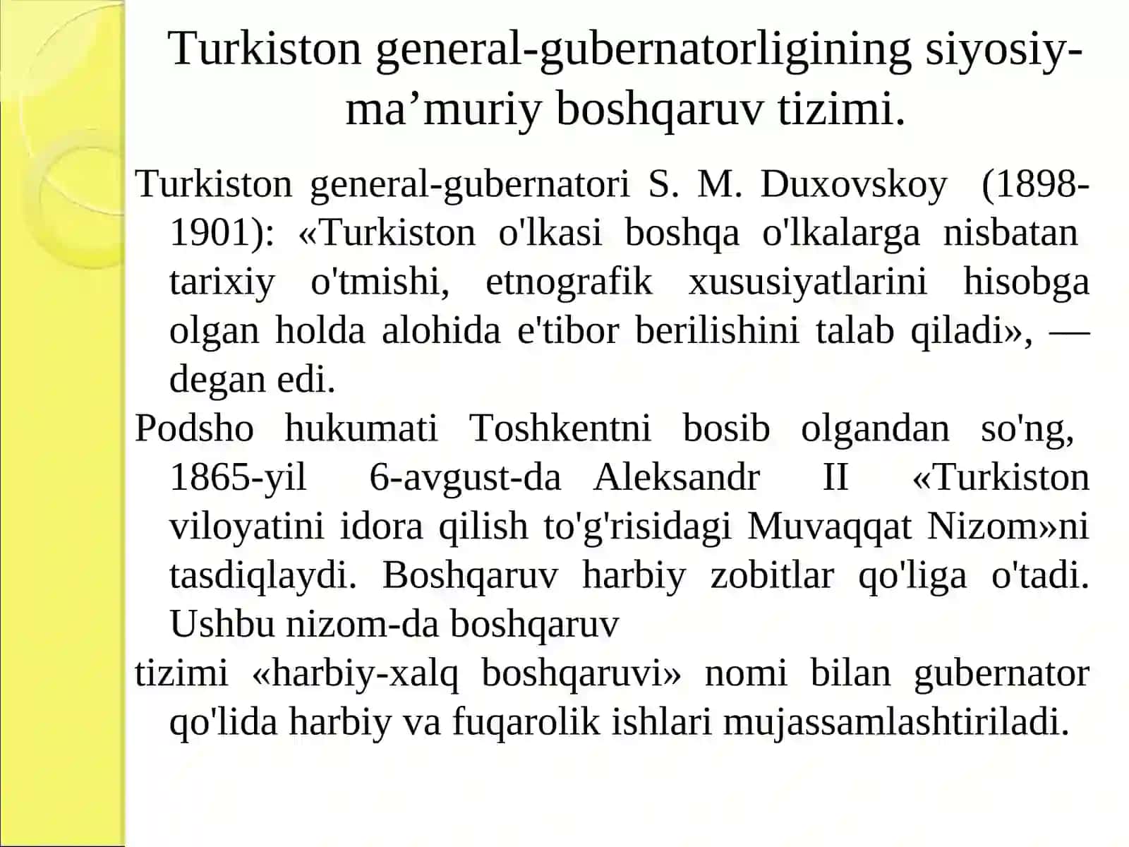 Rossiya mustamlakachilik davrida Turkustonda boshqaruv tartibi 4