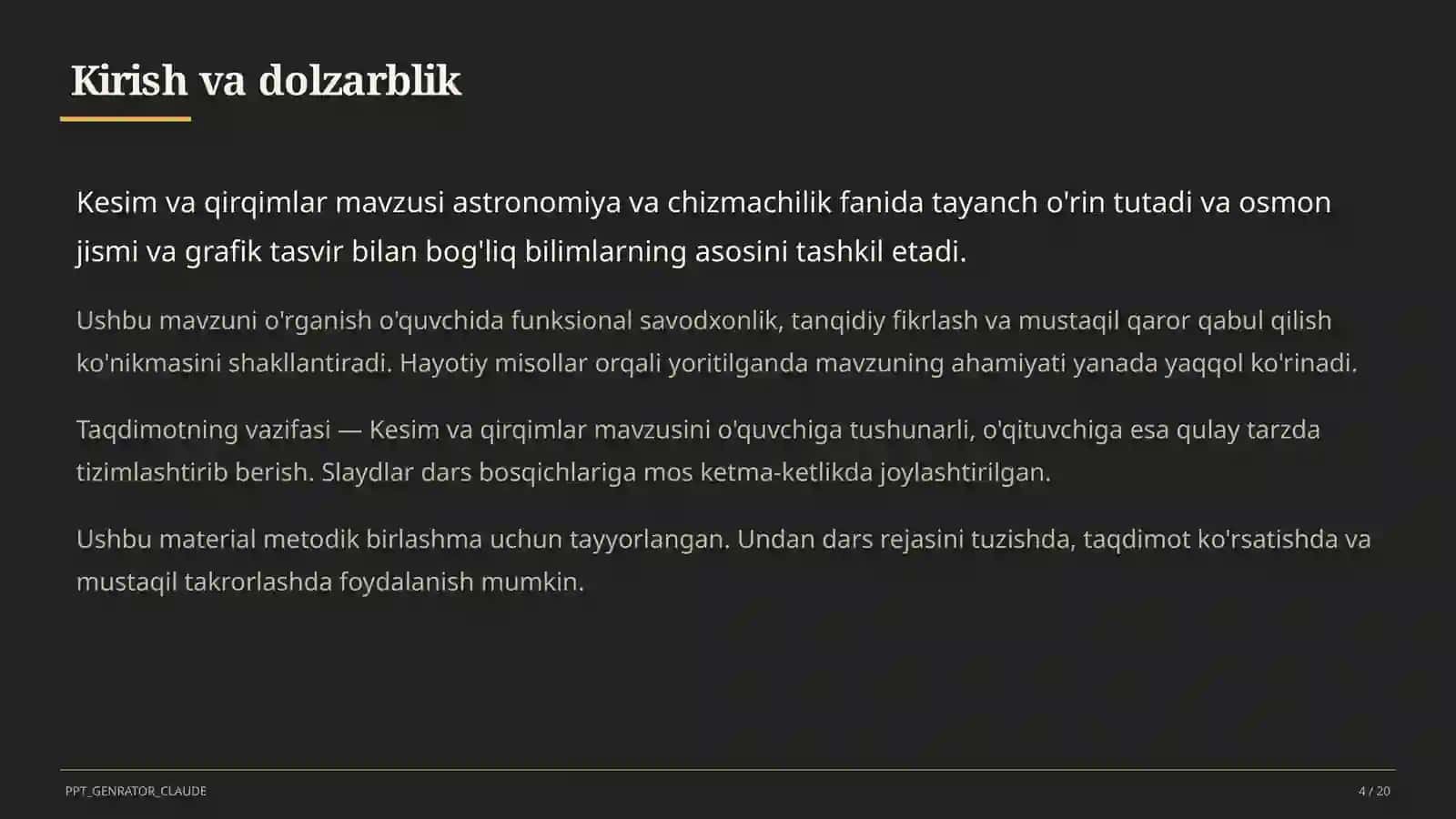 Astronomiya va chizmachilik (8–11) — metodik birlashma uchun 4