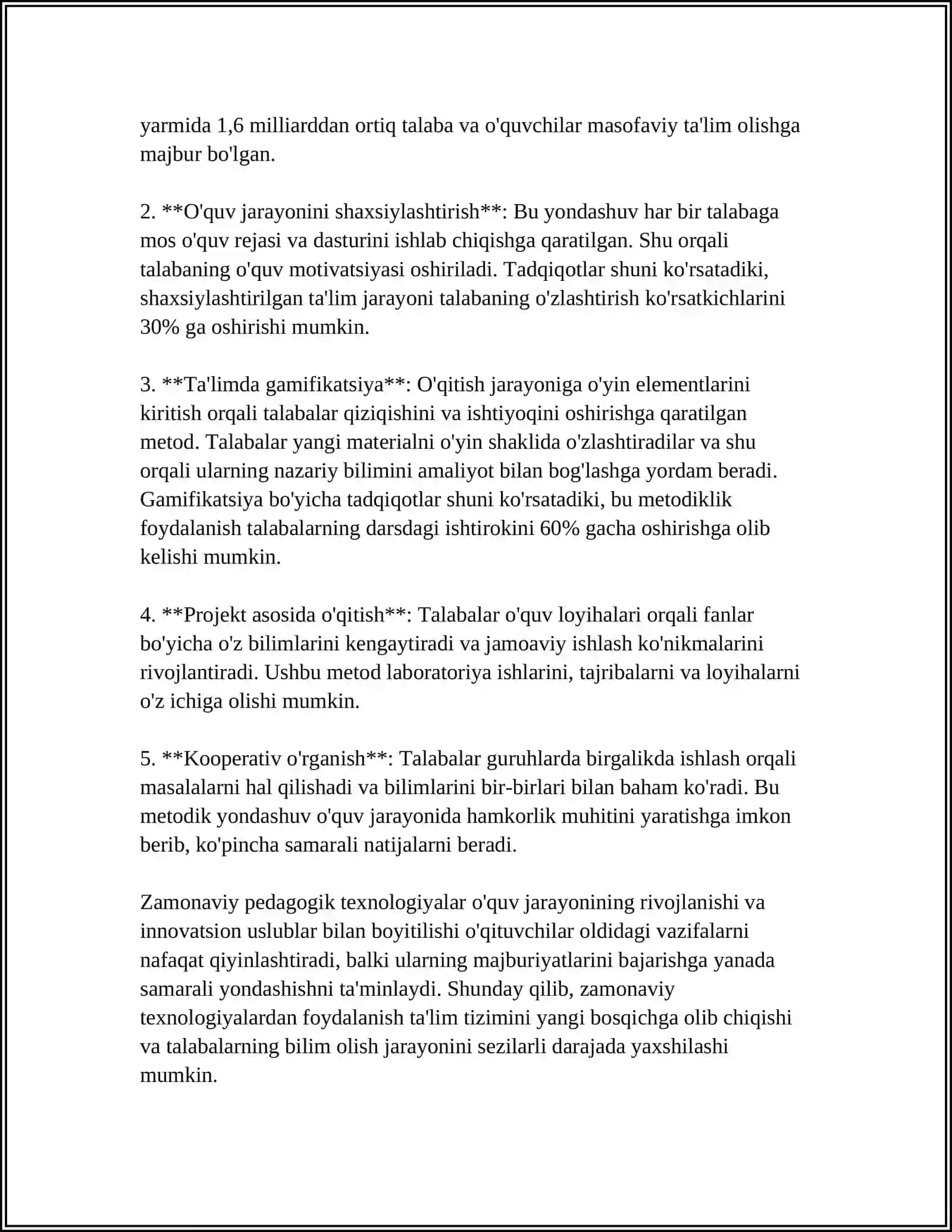 INFORMATIKA DARSLARIDA ZAMONAVIY PEDAGOGIK TEXNALOGIYALARDAN FOYDALANISH 4