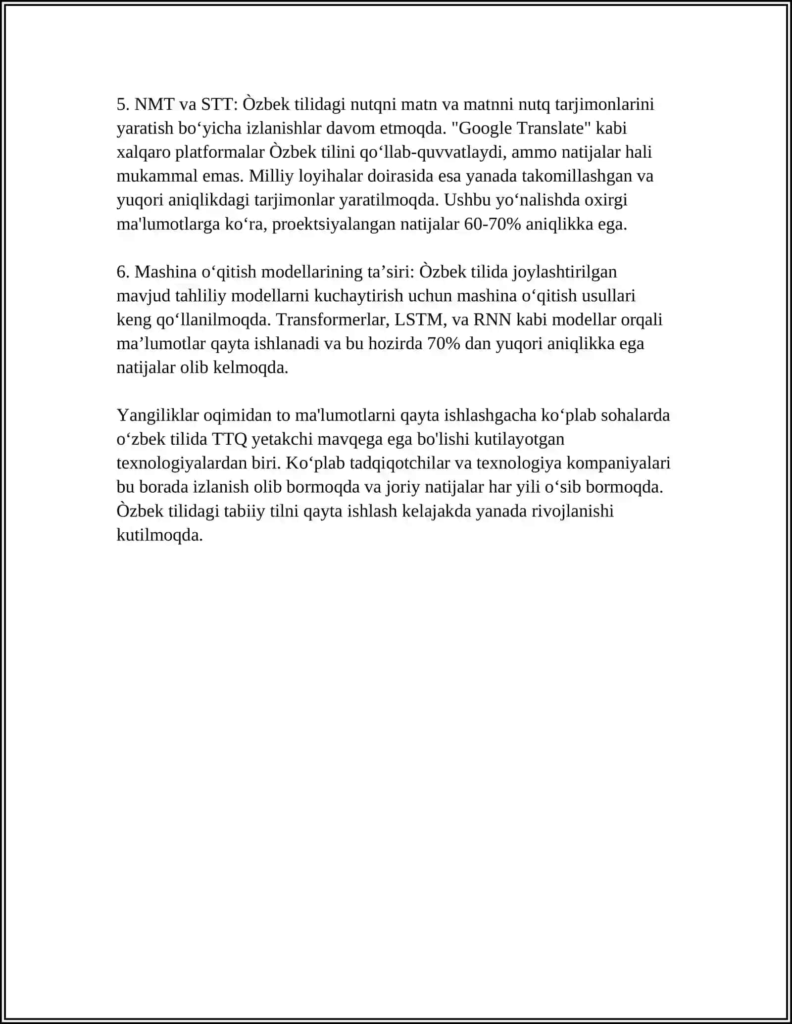 Òzbek Kompyuter Lingvistikasiga oid tadqiqotlar 4