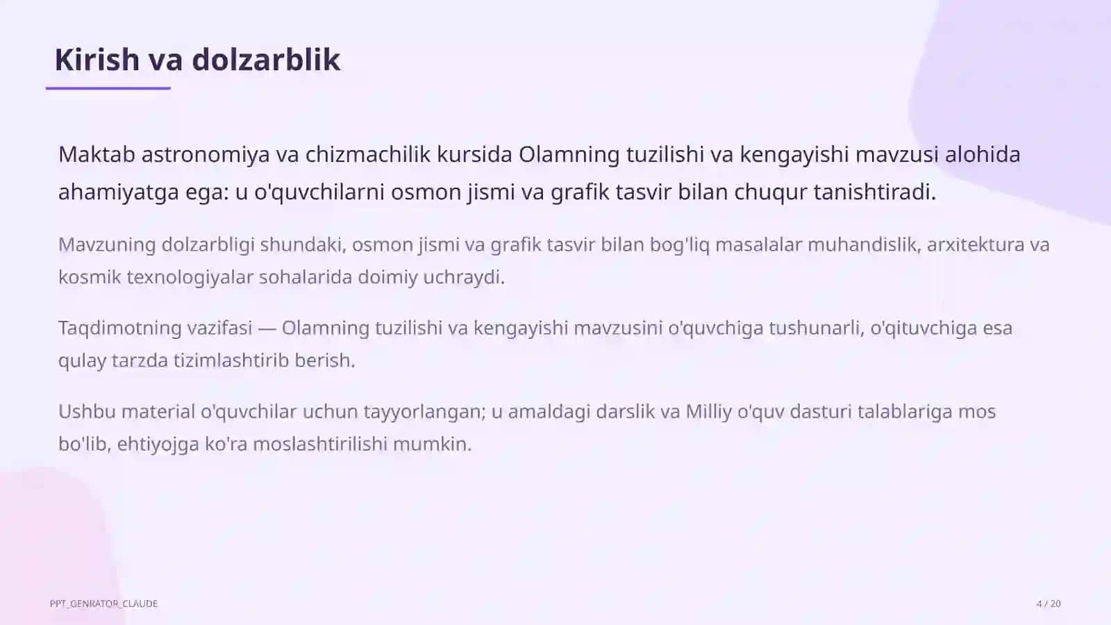 Olamning tuzilishi va kengayishi (11-sinf) 4