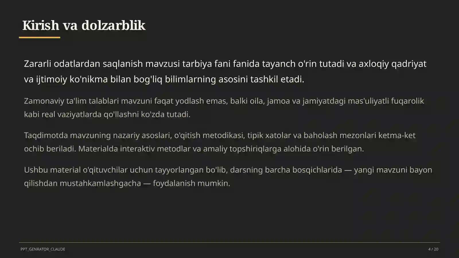 Zararli odatlardan saqlanish (7-sinf) 4
