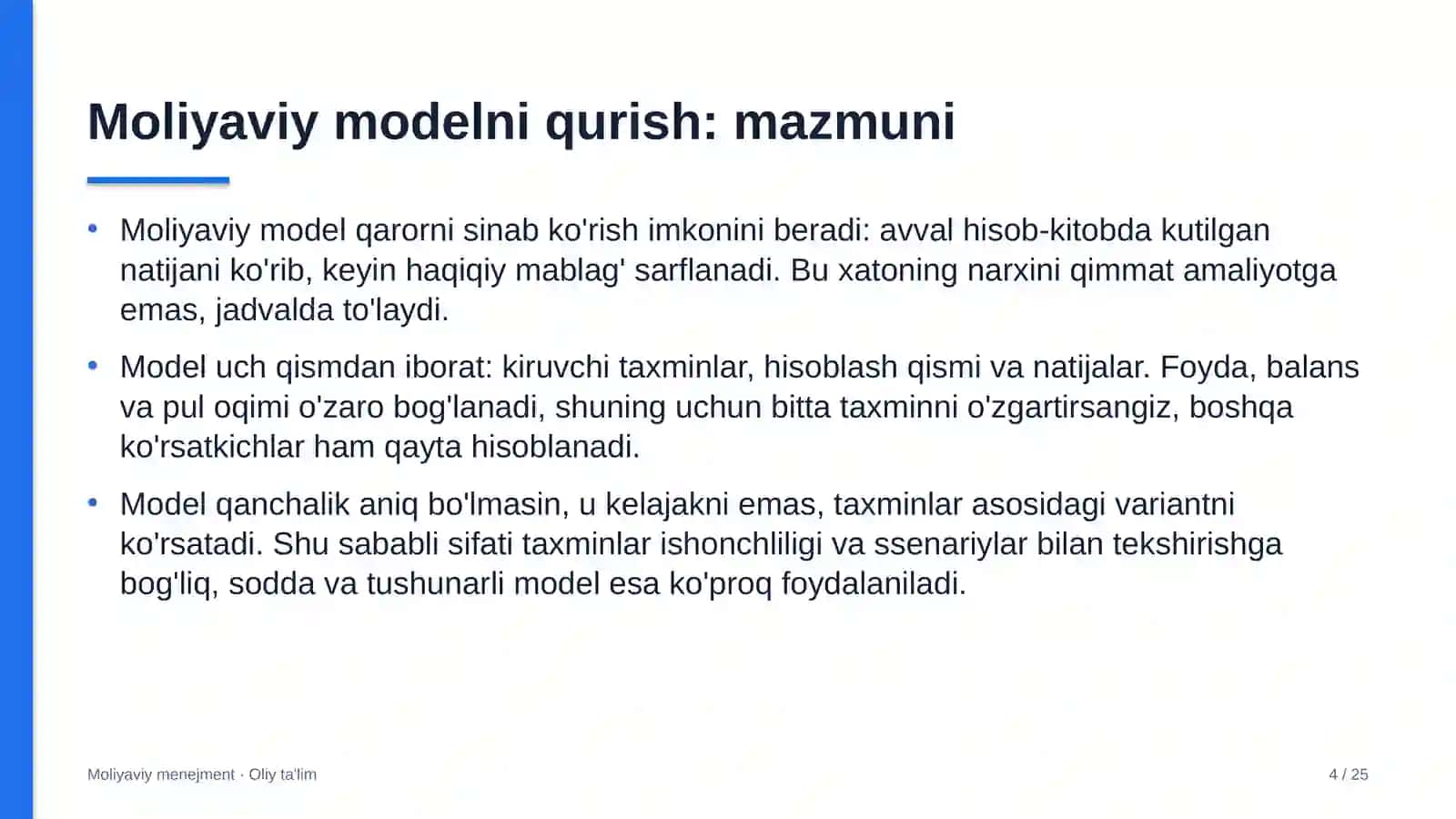 Interyer dizaynida moliyaviy modelni qurish 4