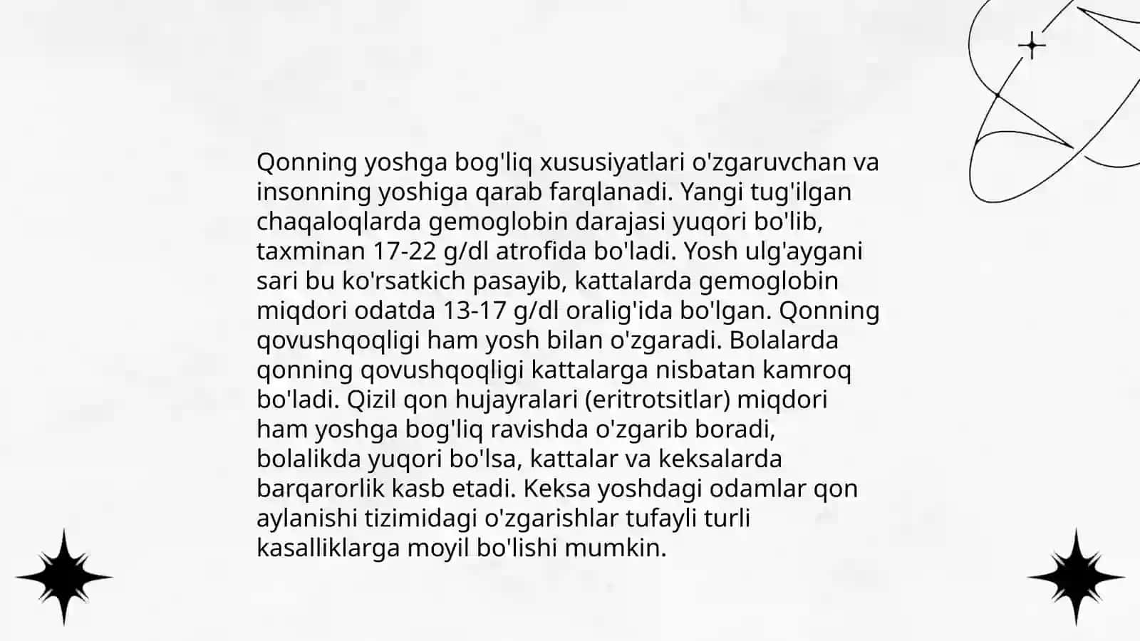Organizm ichki muhitining tarkibi. Ichki muhit tarkibining yoshga oid xususiyatlari 4
