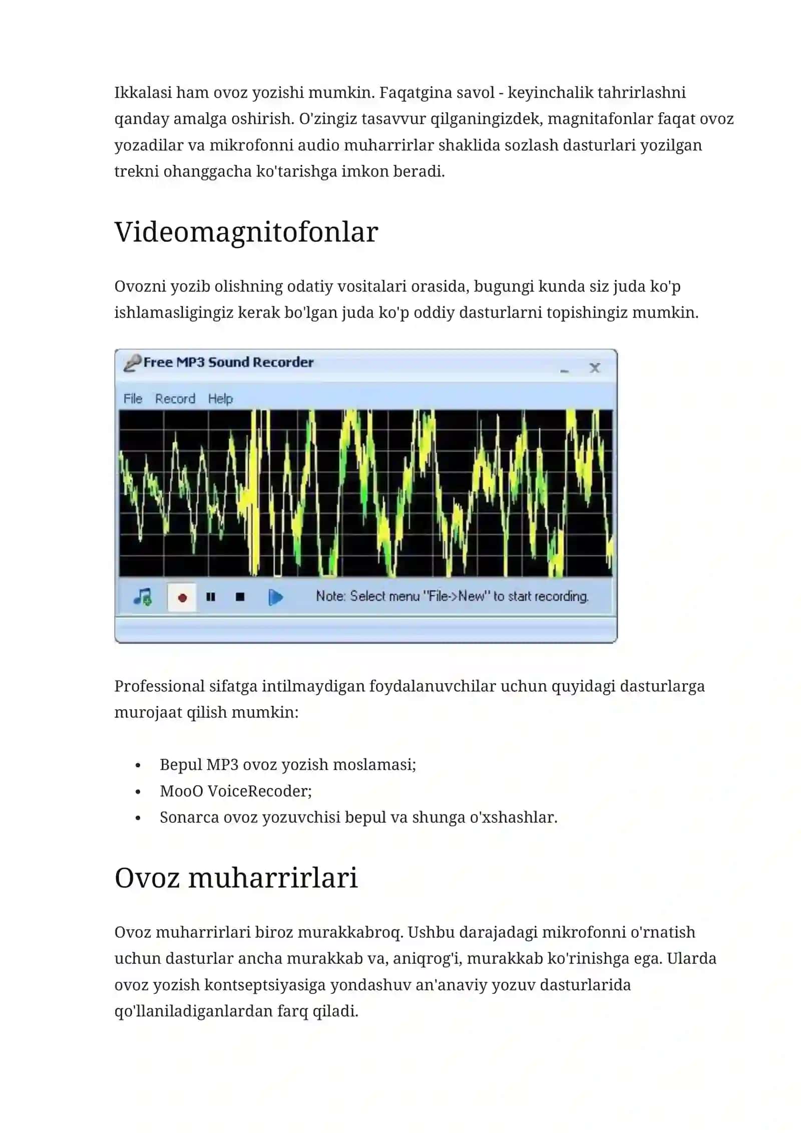 Kompyuterda ovoz yozish moslamasi 4