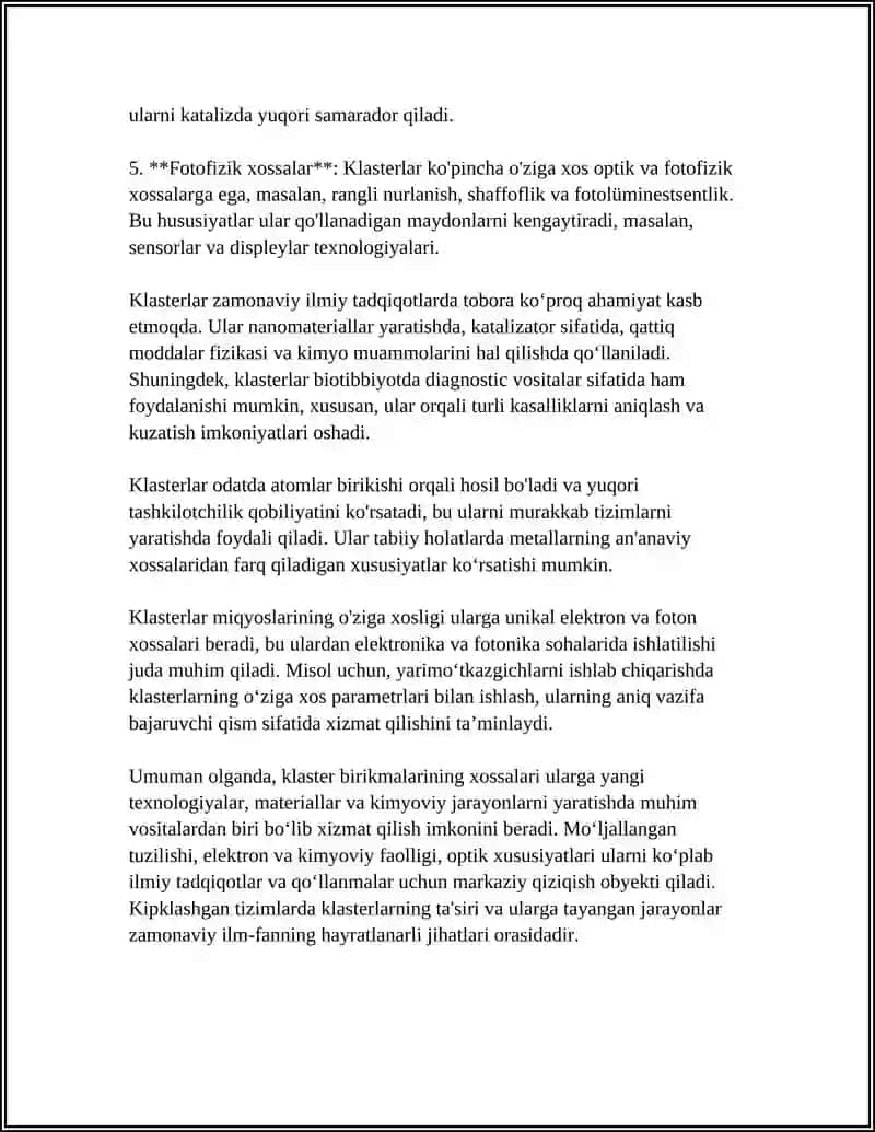 KLASTER BIRIKMALAR.ULARNING TUZILISHI VA XOSSALARI 4