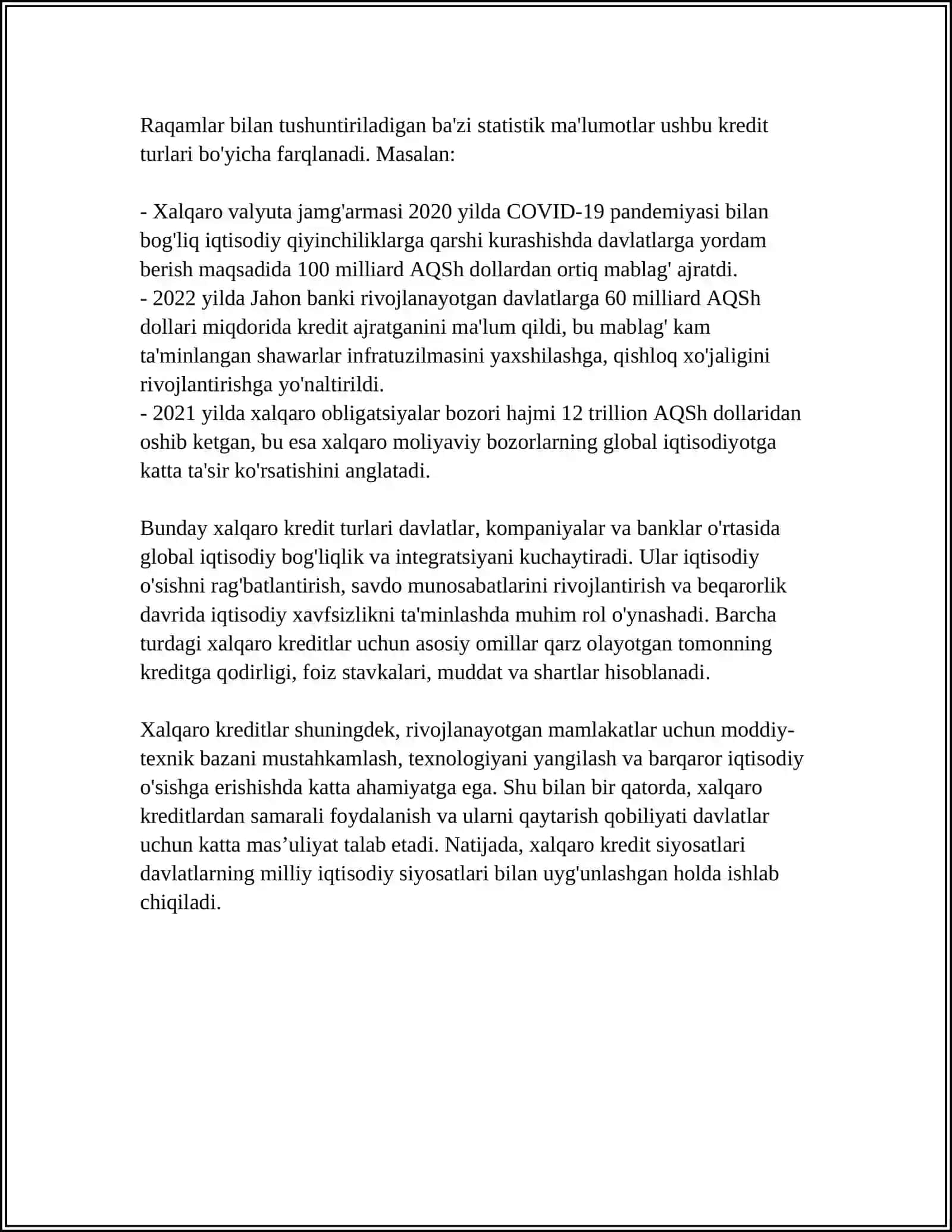 Xalqaro Kreditlar Turlari 4