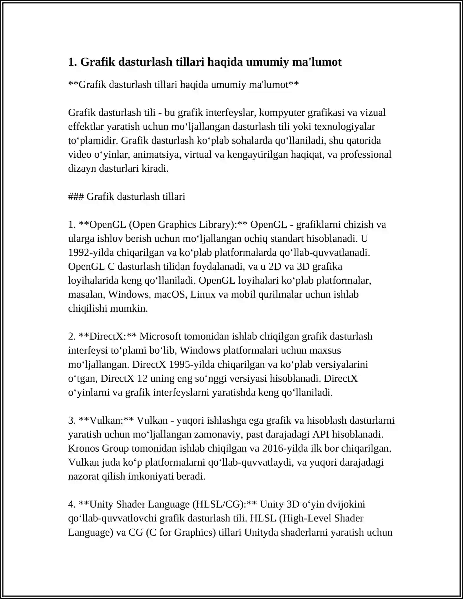 GRAFLARNI PROGRAMMALASTIRIW TILINDA SÚWRETLASH USILLARI VA EŃ QISQA YOLIN TABIW ALGORITMLERI 4