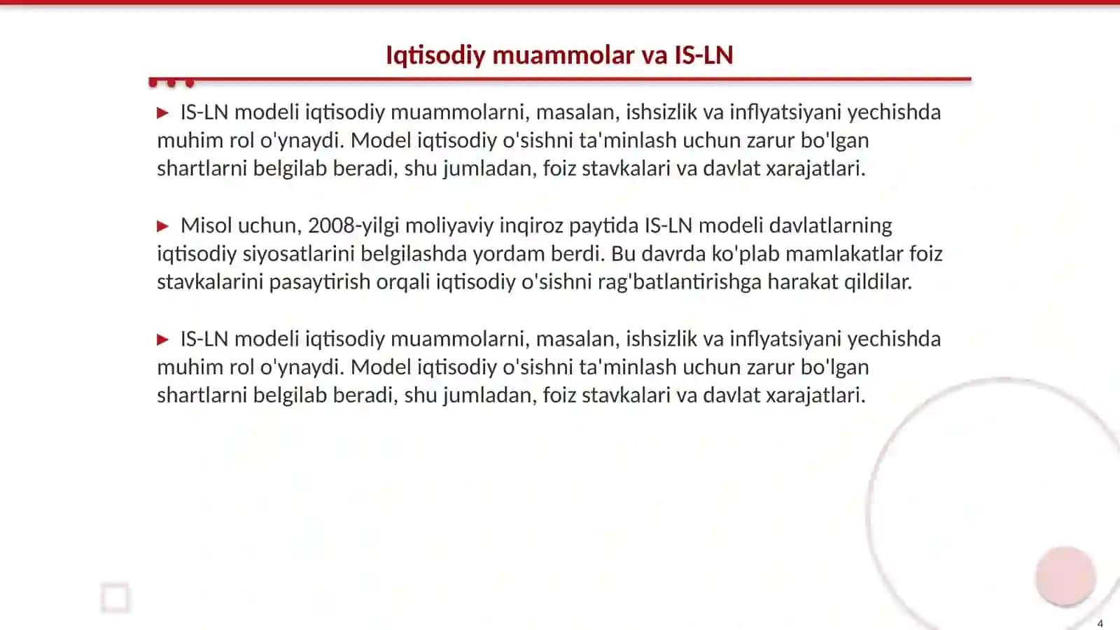 IS-LN modeli 4