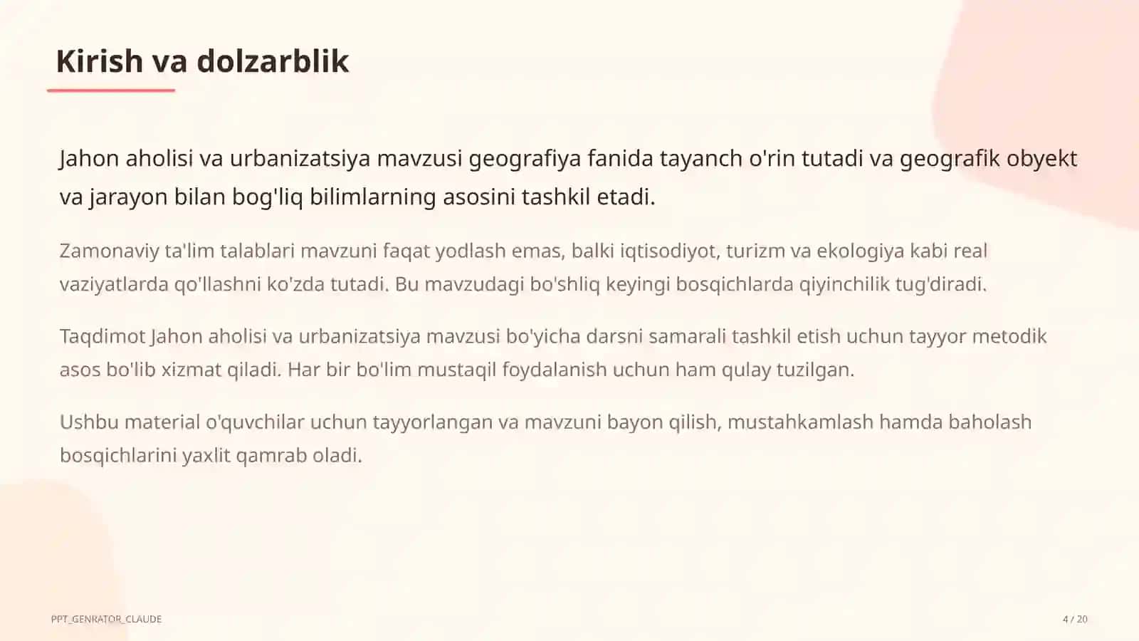 Jahon aholisi va urbanizatsiya (10-sinf) 4