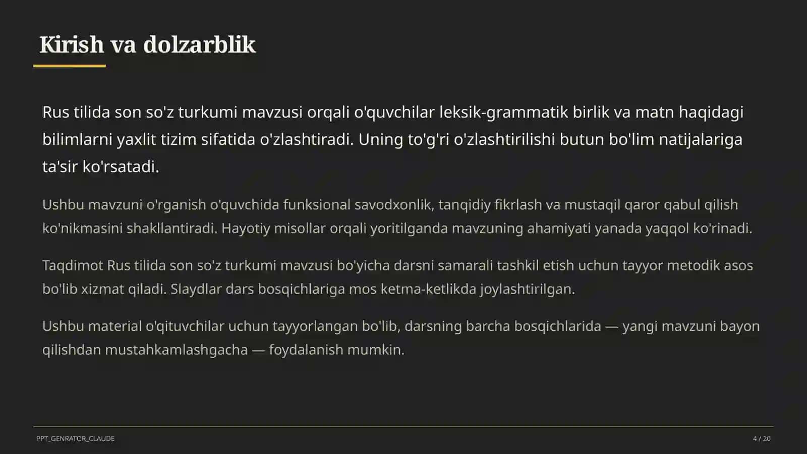 Rus tilida son so'z turkumi (6-sinf) 4