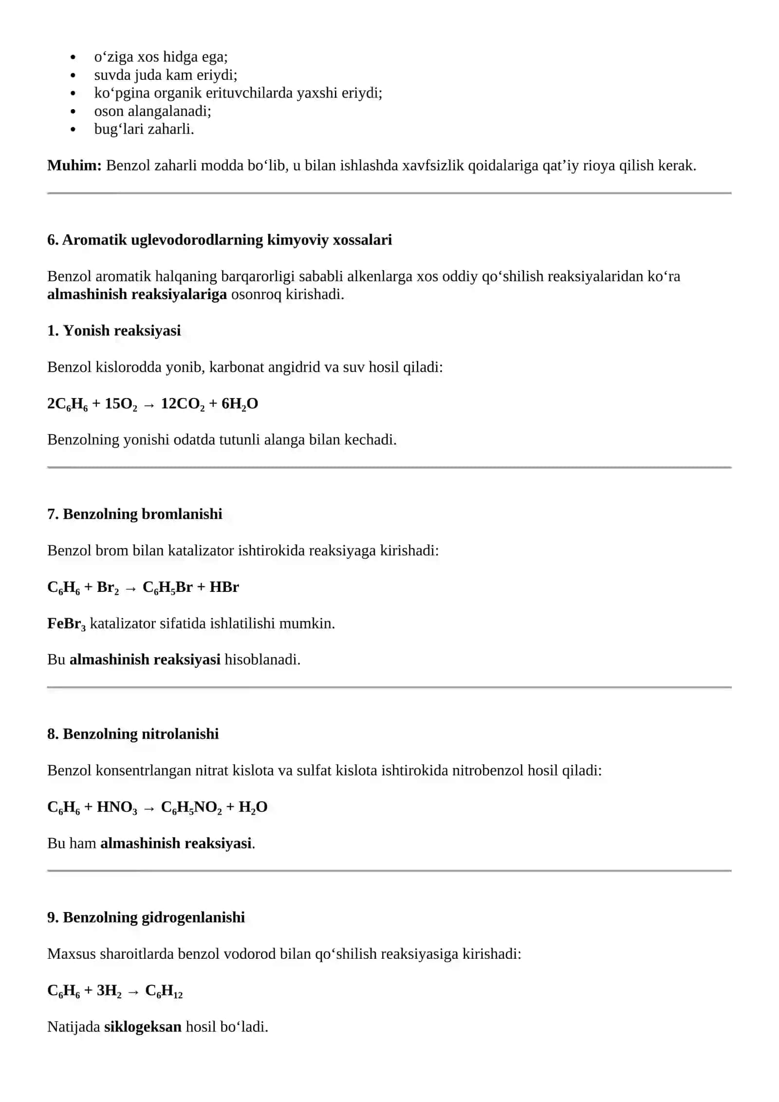 Aromatik uglevodorodlarning olinishi, xossalari va ishlatilishi 4