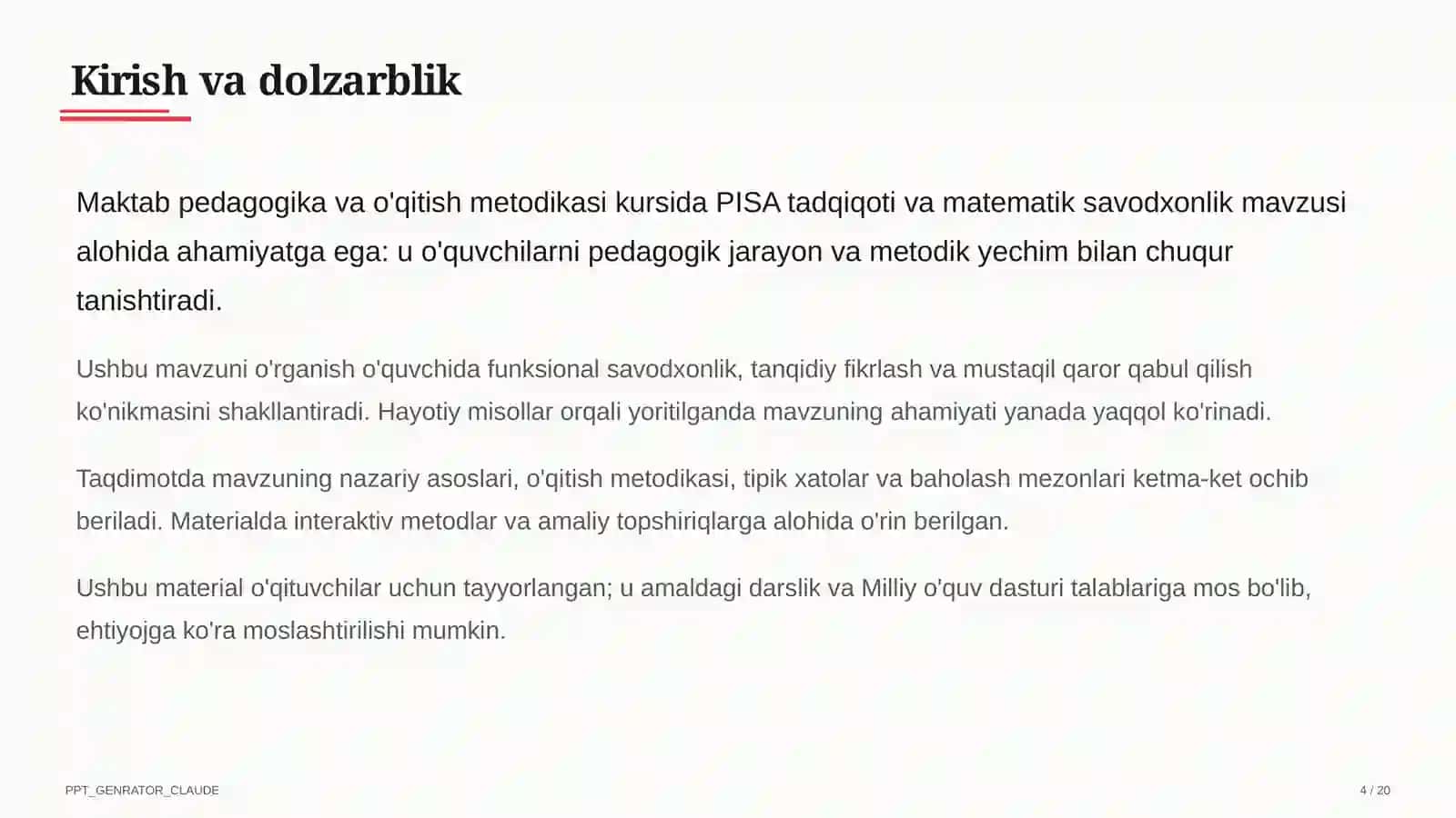 pisa tadqiqoti va matematik savodxonlik 543 4