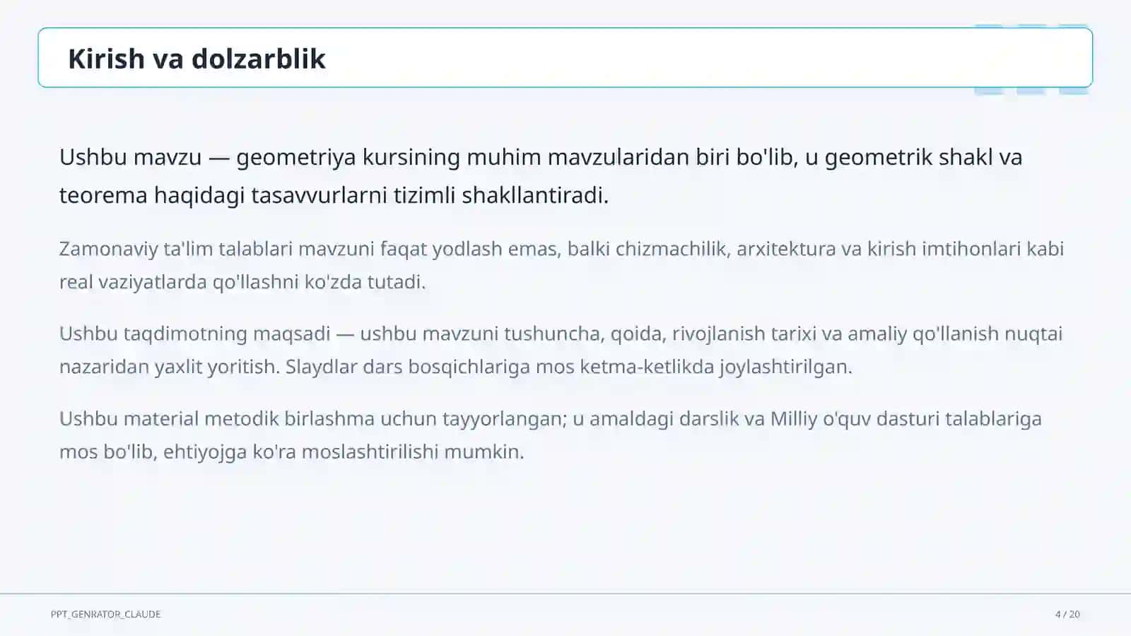 Fazoda to'g'ri chiziq va tekisliklarning parallelligi (10-sinf) 4