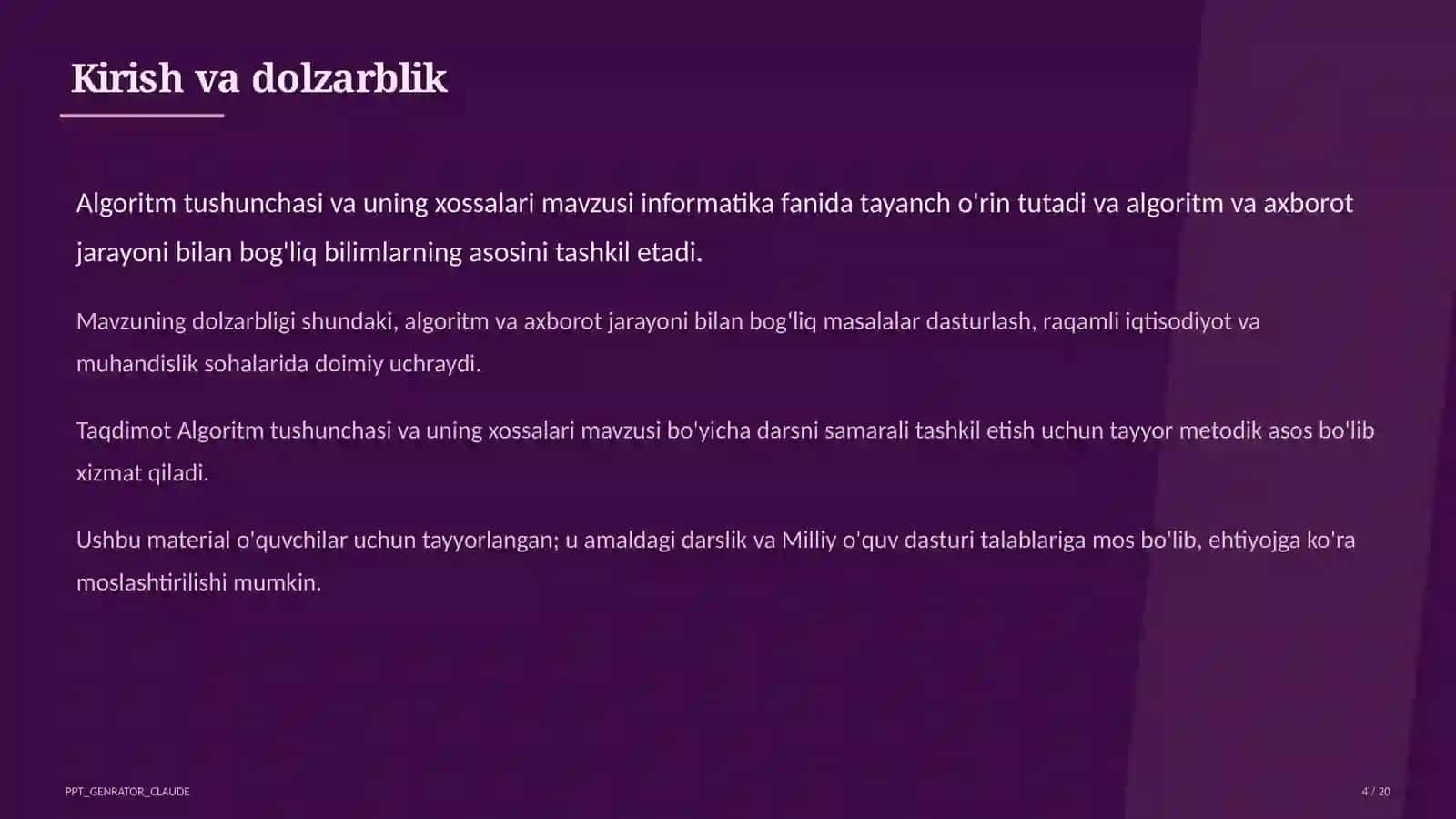 Algoritm tushunchasi va uning xossalari (6-sinf) 4