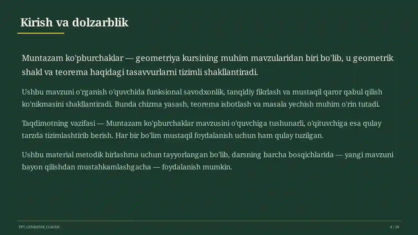 Muntazam ko'pburchaklar (9-sinf) 4