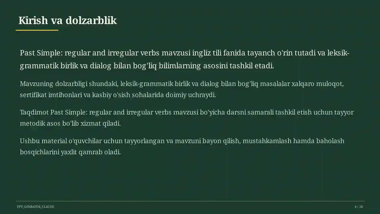 Past Simple: regular and irregular verbs (6-sinf) 4
