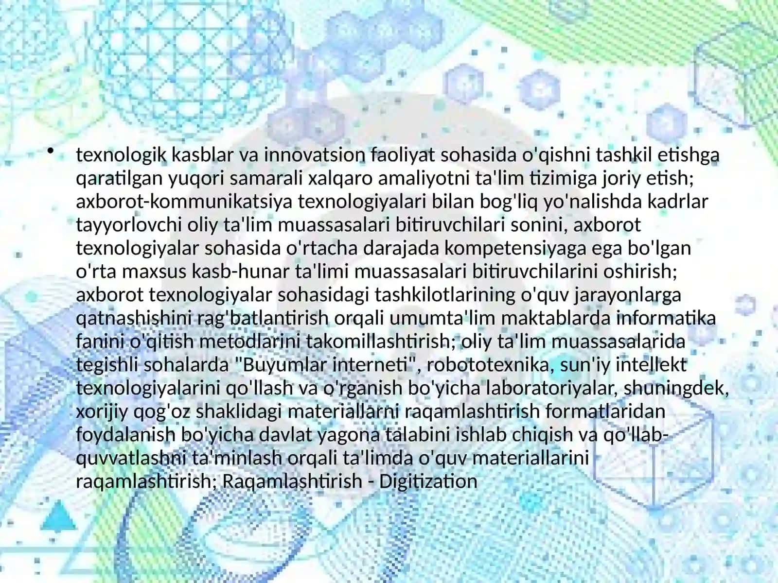 RAQAMLASHTIRILGAN SAVODXONLIK 4