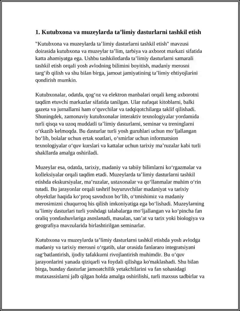 Kutubxona va Muzey - Ta'lim, Tarbiya va Axborot Maskani 4