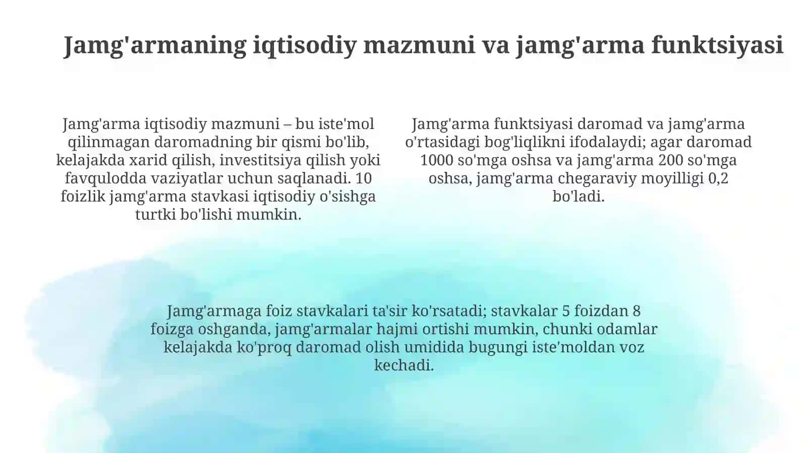 Iste'mol, Jamg'arma va Investitsiyalarning Asosiy Tushunchalari 4