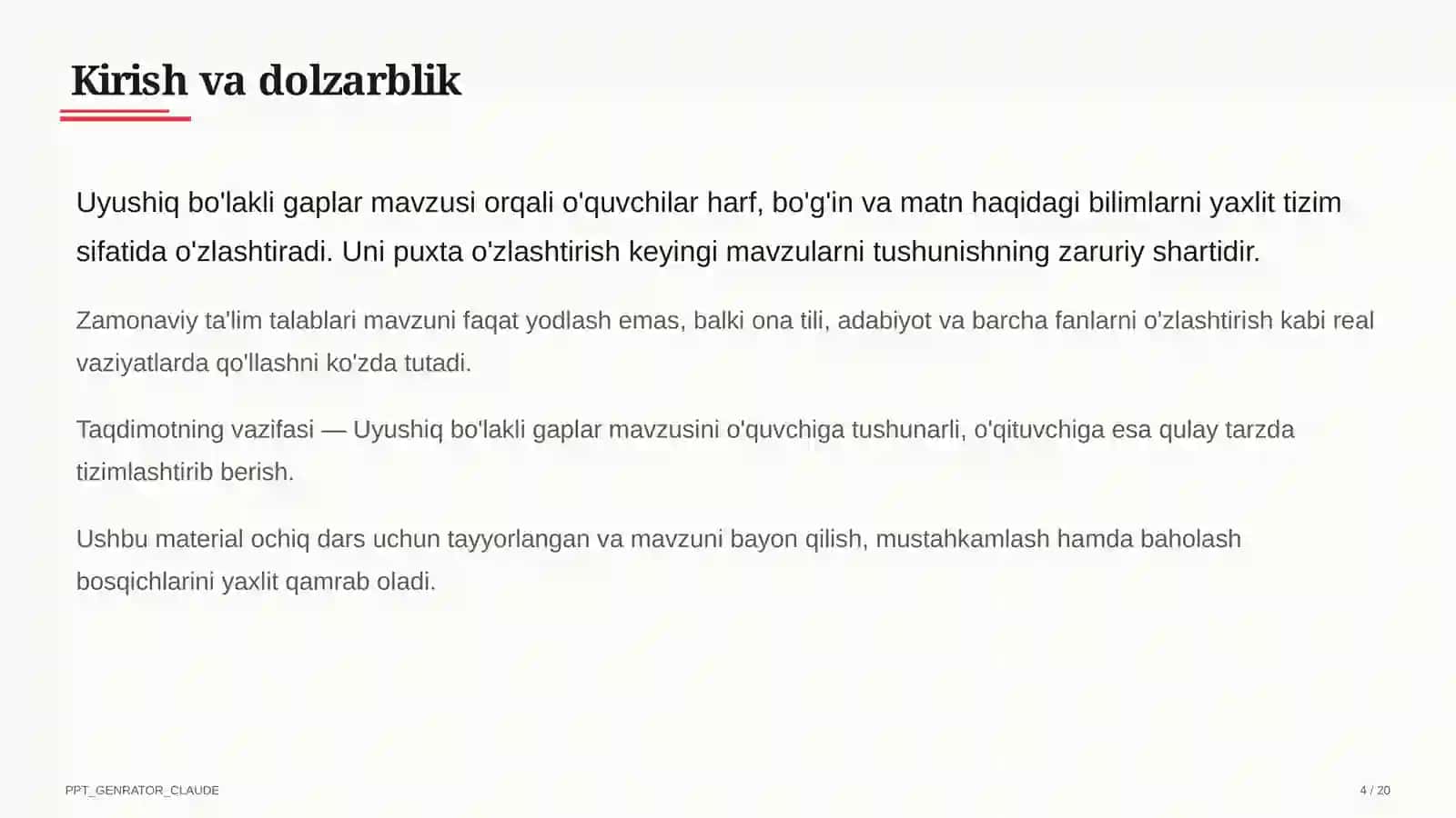 Uyushiq bo'lakli gaplar (4-sinf) 4