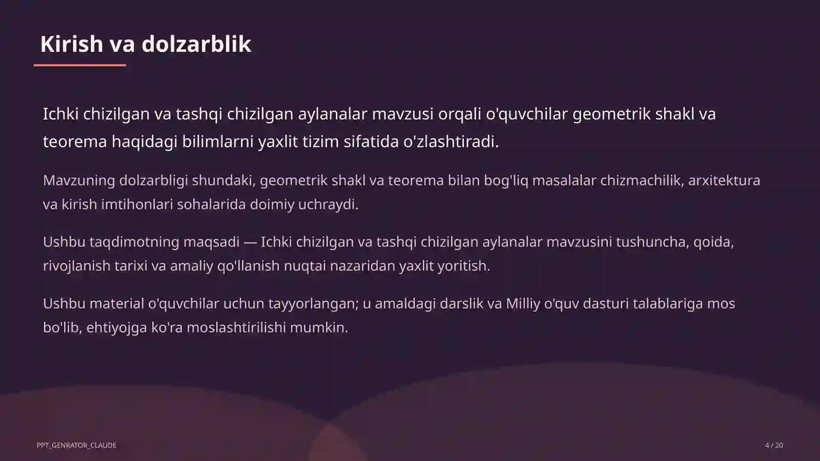 Ichki chizilgan va tashqi chizilgan aylanalar (8-sinf) 4
