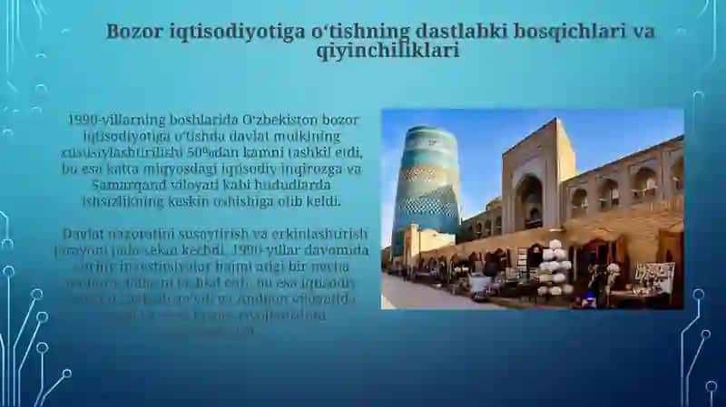 Oʻzbekistonning bozor iqtisodiyotiga oʻtish davri va xususiyatlari 4