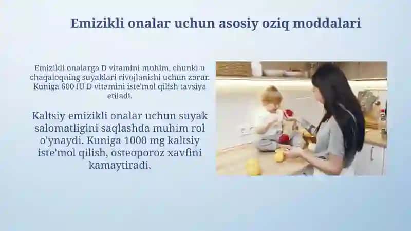 Emizikli onalar, bolalar va o'smirlar uchun oziq-ovqatning gigiyenik tamoyillari 4
