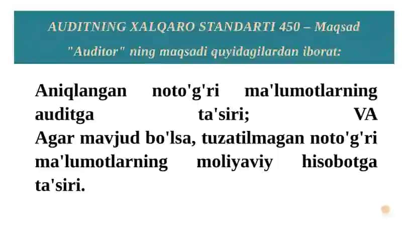 AUDITNING XALQARO STANDARTI 450-SON 4