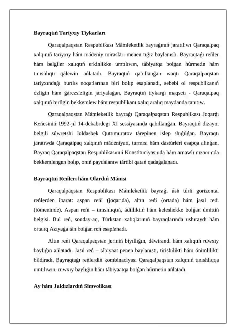 Qaraqalpaqstan Respublikası Mámleketlik bayraǵı, Qaraqalpaqstan Respublikası Mámleketlik gerbi, Qaraqalpaqstan Respublikası Mámleketlik gimni 4