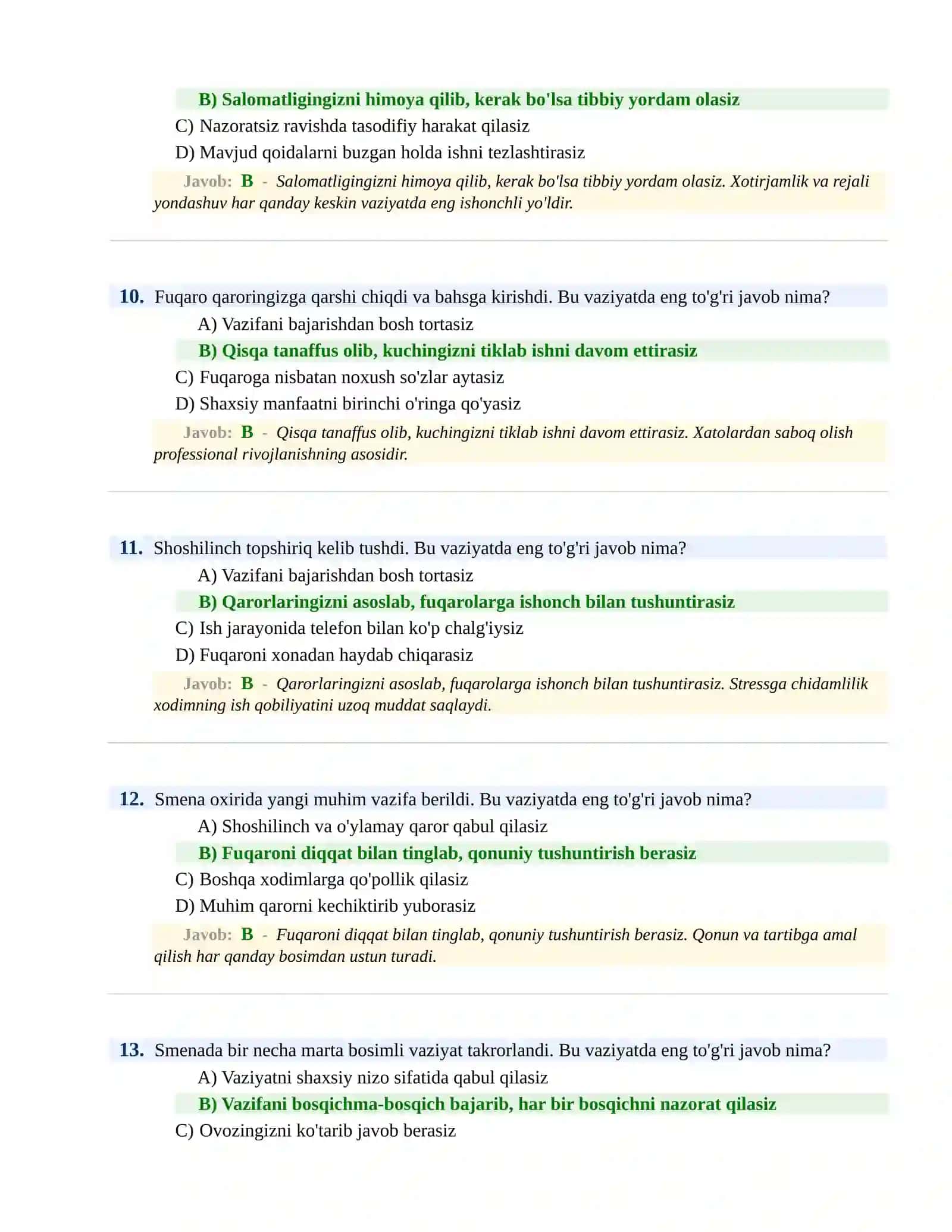 BOJXONA XIZMATIGA ISHGA KIRISH PSIXOLOGIK SINOV Testlari 4