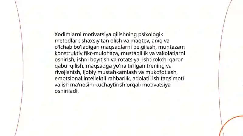 Menejment psixologiyasi. psixologik ta'sir usullari 4